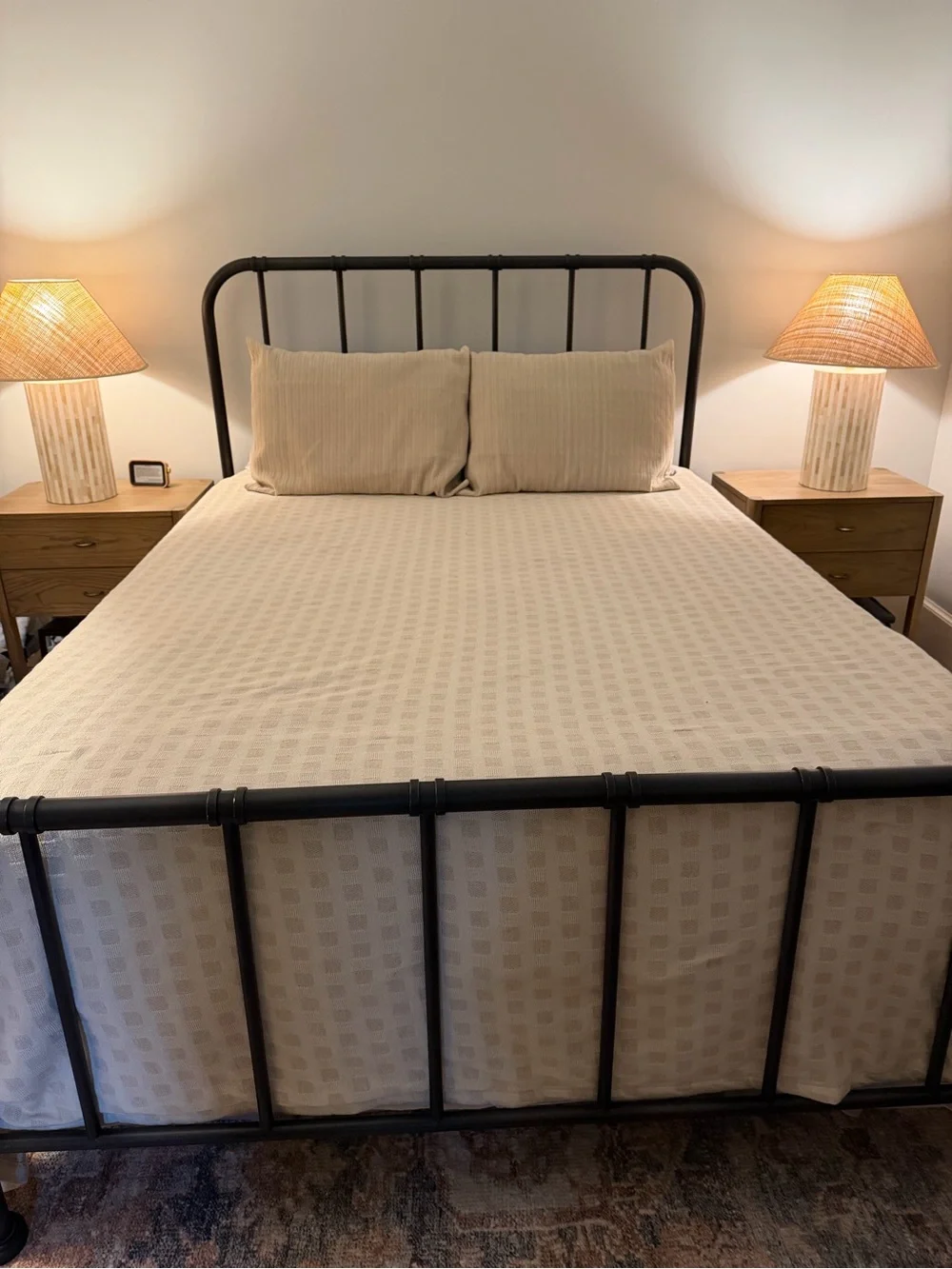 Lulu and Georgia Cream Waffle-Weave Bedspread + 2 Shams